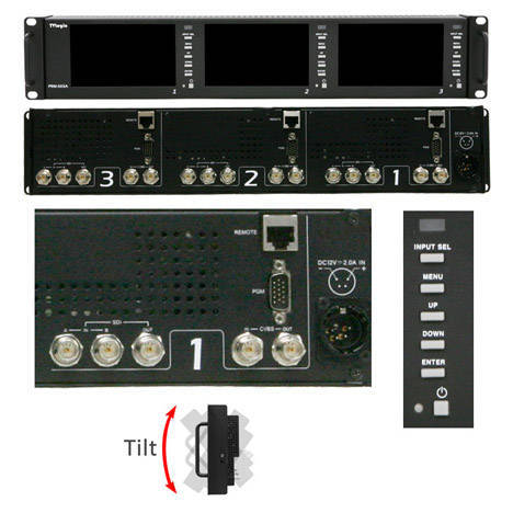 TVLogic PRM-503A 2U Rackmount 3x 5" HD-SDI Video Monitors - rear