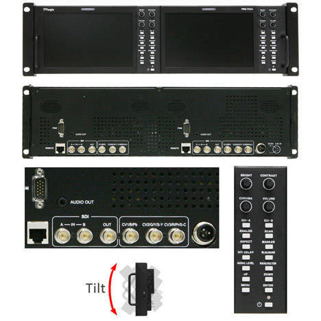 TVLogic PRM-702A 3U Rackmount 2x 7" HD-SDI Video Monitors - rear