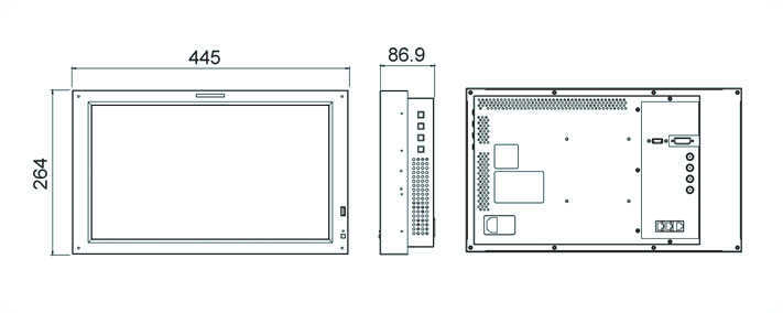 TVlogic SWM-170A – 17" 3G/HD/SD SDI Studio Wall Monitor dimensions