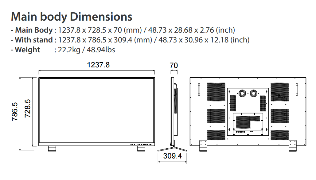 TVlogic LUM-550M – 55" 4k UHD 12G-SDI/HDMI 2.0 Video Monitor