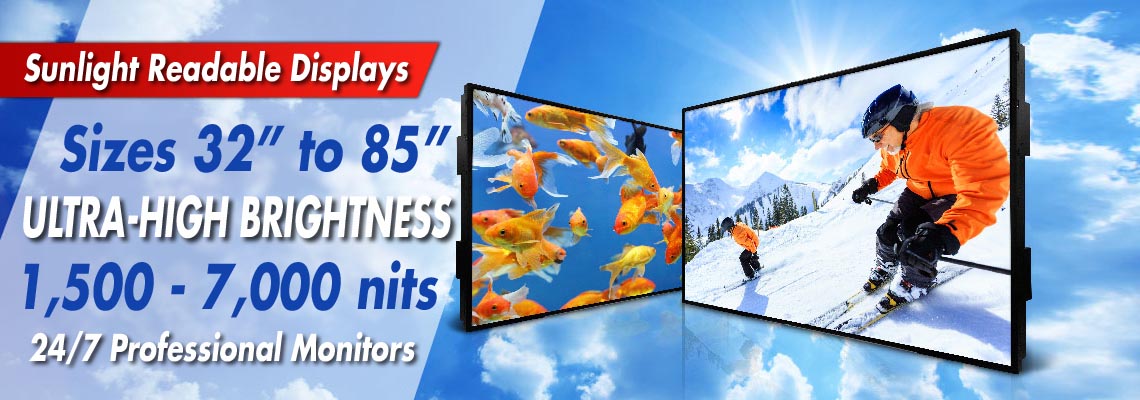 Ultra High Brightness Sunlight Readable Professional 24/7 LCD Public Display Monitors